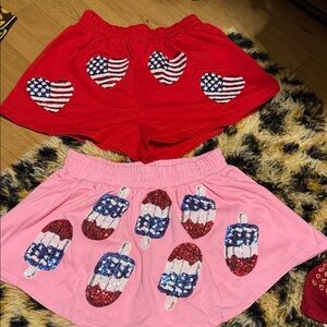 Bundle Peach Love California Pink Elastic Waist Skort& red fantastic dawn med